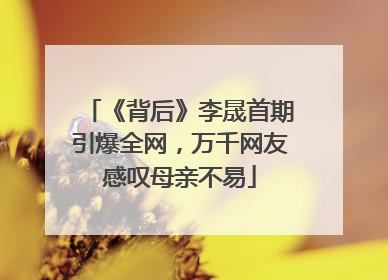 《背后》李晟首期引爆全网，万千网友感叹母亲不易