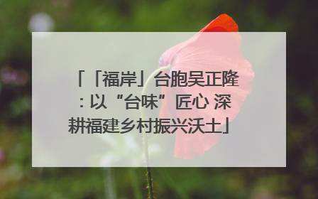 「福岸」台胞吴正隆：以“台味”匠心 深耕福建乡村振兴沃土