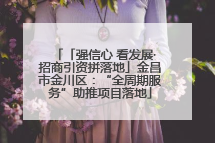 「强信心 看发展·招商引资拼落地」金昌市金川区：“全周期服务”助推项目落地