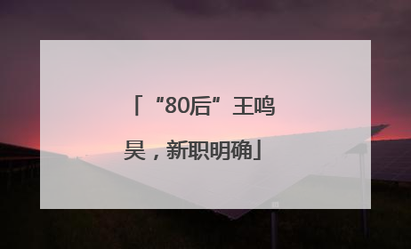 “80后”王鸣昊，新职明确