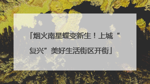 烟火南星蝶变新生！上城“复兴”美好生活街区开街