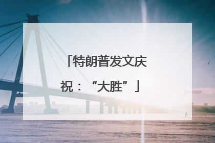 特朗普发文庆祝：“大胜”