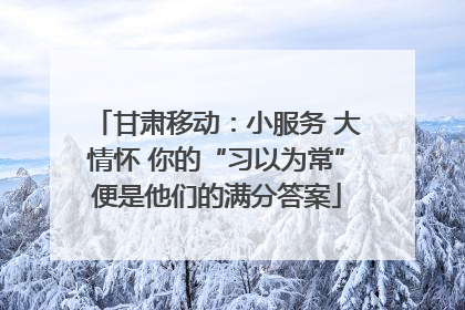 甘肃移动：小服务 大情怀 你的“习以为常”便是他们的满分答案