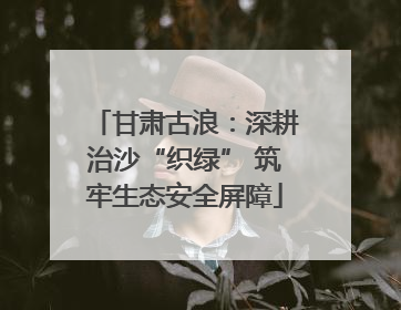甘肃古浪：深耕治沙“织绿” 筑牢生态安全屏障