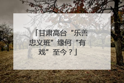 甘肃高台“乐善忠义班”缘何“有戏”至今？