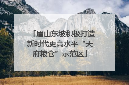 眉山东坡积极打造新时代更高水平“天府粮仓”示范区