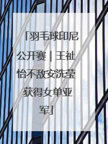 羽毛球印尼公开赛｜王祉怡不敌安洗莹 获得女单亚军