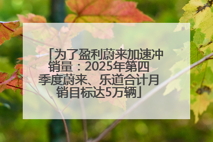 为了盈利蔚来加速冲销量：2025年第四季度蔚来、乐道合计月销目标达5万辆