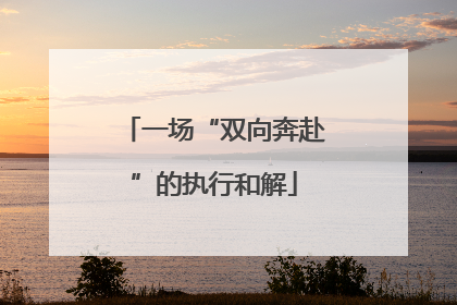 一场“双向奔赴”的执行和解
