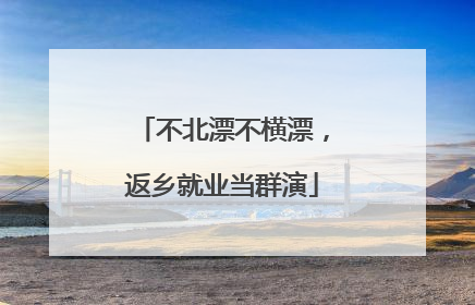 不北漂不横漂，返乡就业当群演