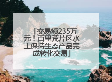 交易额235万元！百里荒片区水土保持生态产品完成转化交易