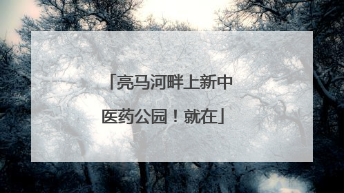亮马河畔上新中医药公园！就在