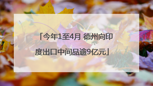 今年1至4月 德州向印度出口中间品逾9亿元