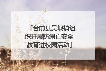 台前县吴坝镇组织开展防溺亡安全教育进校园活动
