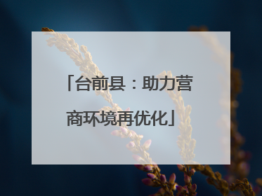 台前县：助力营商环境再优化