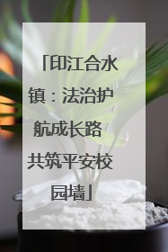 印江合水镇：法治护航成长路 共筑平安校园墙