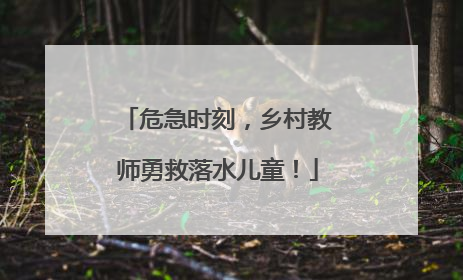 危急时刻，乡村教师勇救落水儿童！