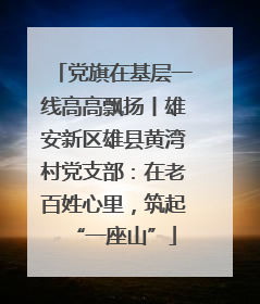 党旗在基层一线高高飘扬丨雄安新区雄县黄湾村党支部：在老百姓心里，筑起“一座山”