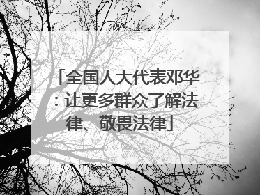 全国人大代表邓华：让更多群众了解法律、敬畏法律