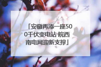 安徽再添一座500千伏变电站 皖西南电网迎新支撑