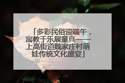多彩民俗迎端午，寓教于乐展童真——上高街道魏家庄村萌娃传统文化盛宴