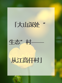 大山深处“生态”村——从江高仟村