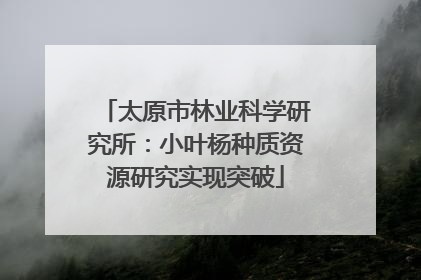 太原市林业科学研究所：小叶杨种质资源研究实现突破