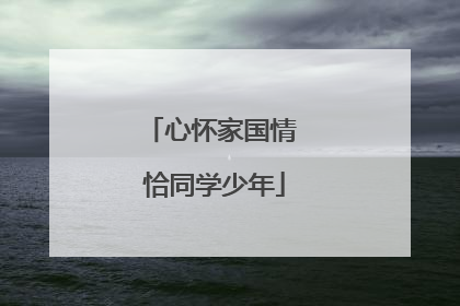 心怀家国情 恰同学少年