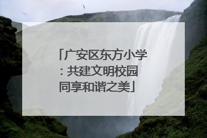 广安区东方小学：共建文明校园 同享和谐之美