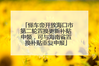 懂车帝开放海口市第二轮置换更新补贴申领，可与海南省置换补贴重复申报