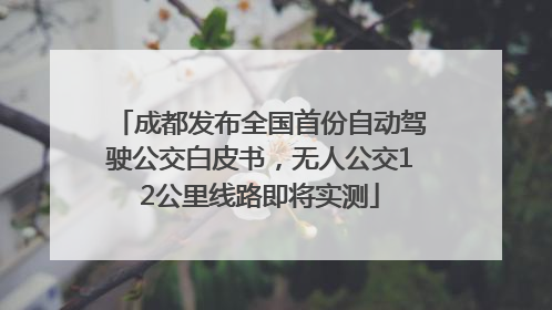 成都发布全国首份自动驾驶公交白皮书，无人公交12公里线路即将实测