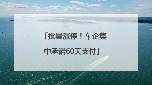 批量涨停！车企集中承诺60天支付
