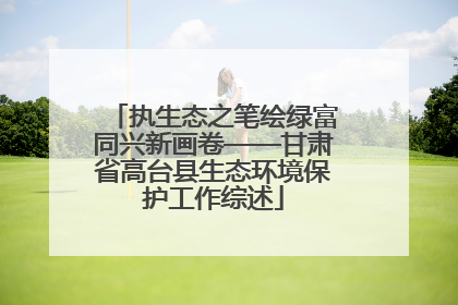 执生态之笔绘绿富同兴新画卷——甘肃省高台县生态环境保护工作综述