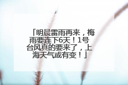 明晨雷雨再来，梅雨要连下6天！1号台风真的要来了，上海天气或有变！