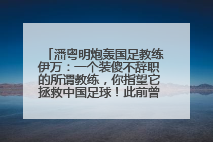 潘粤明炮轰国足教练伊万：一个装傻不辞职的所谓教练，你指望它拯救中国足球！此前曾多次发文评价国足