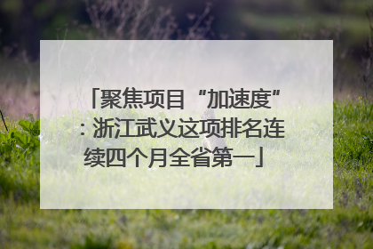 聚焦项目“加速度”：浙江武义这项排名连续四个月全省第一