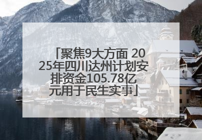 聚焦9大方面 2025年四川达州计划安排资金105.78亿元用于民生实事