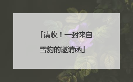 请收！一封来自雪豹的邀请函