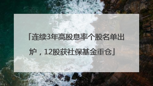 连续3年高股息率个股名单出炉，12股获社保基金重仓