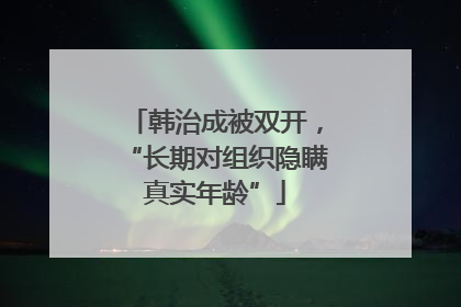 韩治成被双开，“长期对组织隐瞒真实年龄”