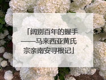 阔别百年的握手——马来西亚黄氏宗亲南安寻根记