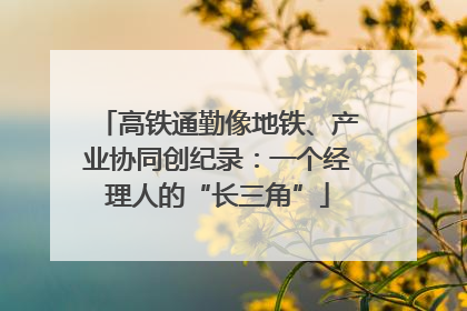 高铁通勤像地铁、产业协同创纪录：一个经理人的“长三角”