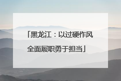 黑龙江：以过硬作风全面履职勇于担当