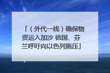 （外代一线）确保物资运入加沙 德国、芬兰呼吁向以色列施压