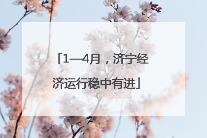 1—4月，济宁经济运行稳中有进