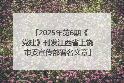 2025年第6期《党建》刊发江西省上饶市委宣传部署名文章