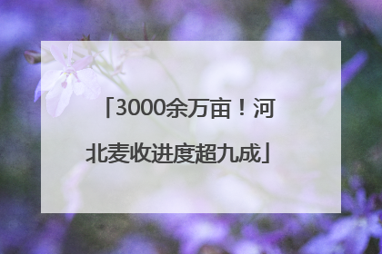 3000余万亩！河北麦收进度超九成